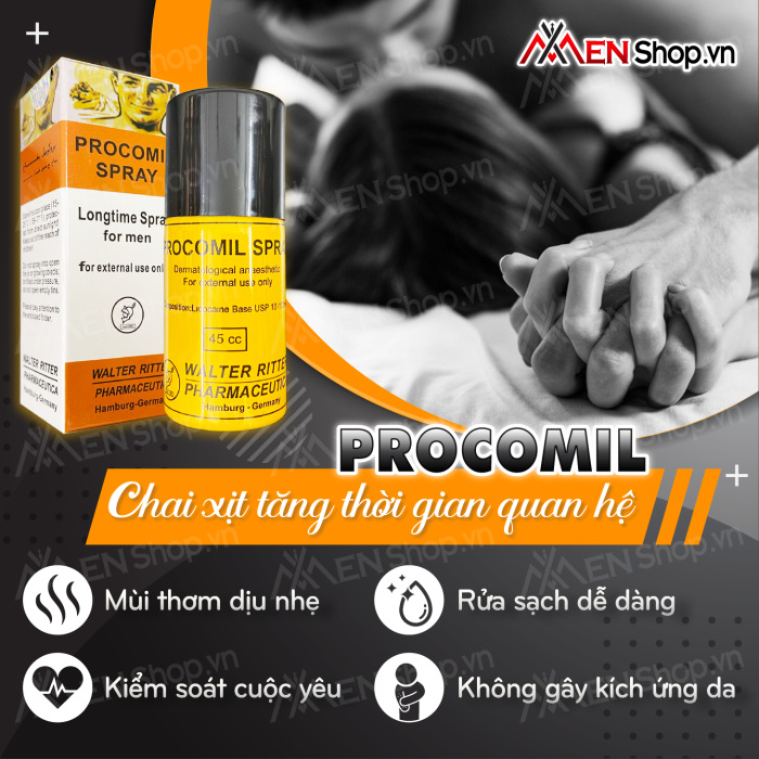 công dụng và chức năng của Chai Xịt Procomil - Trị Xuất Tinh Sớm - 45ml