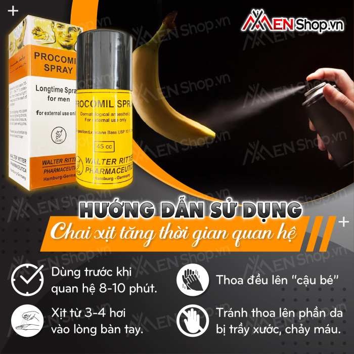 công dụng và chức năng của Chai Xịt Procomil - Trị Xuất Tinh Sớm - 45ml