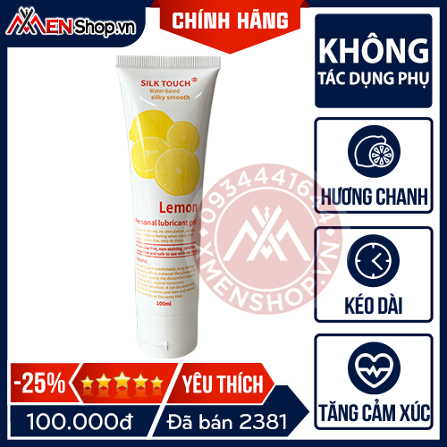 Gel Bôi Trơn Silk Touch Lemon - Gốc Nước, Hương Chanh, Siêu Trơn - 100ml