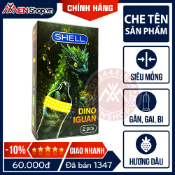 Bao Cao Su Bi Nổi Shell Dino Iguan - Hộp 2 Cái