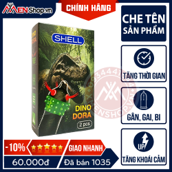 Bao Cao Su Bi Râu Shell Dino Dora - Hộp 2 Cái