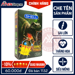 Bao Cao Su Gai Râu Bi Shell Dino T-Rex - Hộp 2 Cái