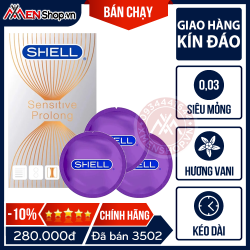 Bao Cao Su Hàn Quốc Shell Sentive Prolong - Kéo Dài Thời Gian, Siêu Mỏng 0.03, Hương Vani - 10 Chiếc