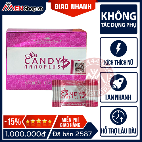 1 hộp Kẹo sâm Miss Candy B Nano Plus 8 viên - Giúp Chị Em Nồng Nhiệt